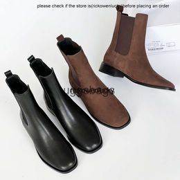 de rij schoenen de rij herfst en winter minimalistische Chelsea short laarzen met elastisch kalf leer aan beide zijden slanke hakken ronde teen echte zolen hoge kwaliteit