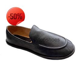 The Row Shoes TR High Shoes Vesting Designer Edition Diseñador Lefu Leather Simple Loafer Doudou Slip on Flat Sole Casual Shoes Q59o
