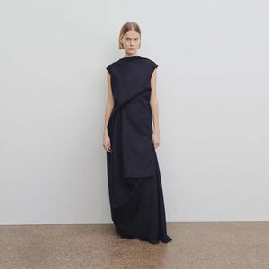The Row mouwloze jurk voor dames 2024 lente/zomer nieuwe minimalistische stijl lange rok slanke a-lijn rok