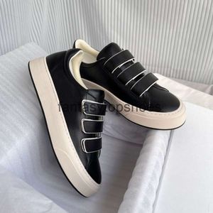 The Row Sneakers Tr Ritiw H chaussures en cuir Mary chaussures rond Toe Rubber Sole Hook Loop Style décontracté en cuir uni
