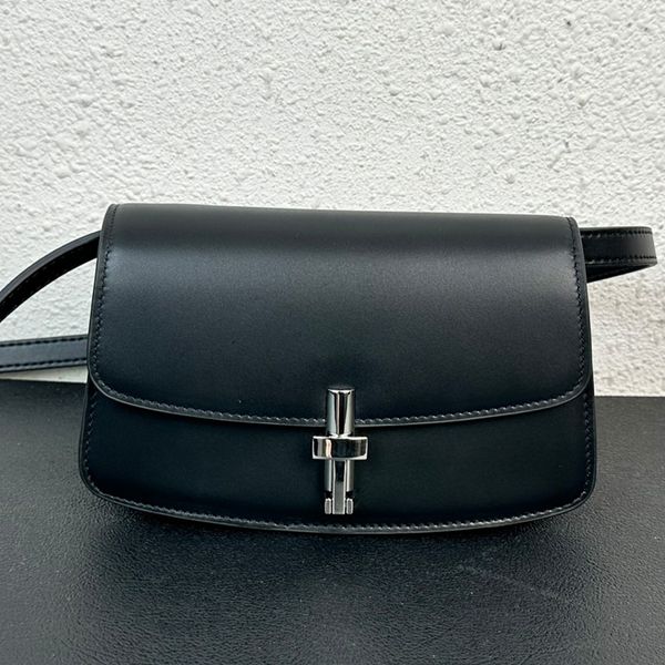 The Row Sofia-Bolsos de hombro para mujer, bolso de diseñador a la moda, bolso de cuero de lujo, bolso cruzado de piel de vaca liso, negro y marrón