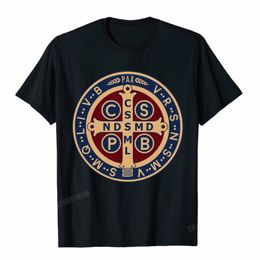 La Médaille Saint Benoît Pull Catholique T-shirts Camisas Hommes Slim Fit Hommes T-shirt Imprimé T-shirt Cott Geek y5gg #