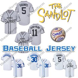 Les maillots Sandlot Mike Vitar Benny The Jet Rodriguez #30 Coa Squints #5 Alan Yeah-Yeah #11 Moive Baseball Jersey