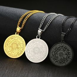 Collier avec pendentif amulette du sceau des sept archanges d'astérion, sceau de salomon Kabbale, en acier inoxydable, bijoux pour hommes, cadeau 324k