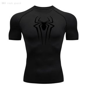 Le T-shirt à manches courtes pour hommes été respirant séchage rapide haut de sport musculation survêtement Compression chemise Fitness hommes 240112