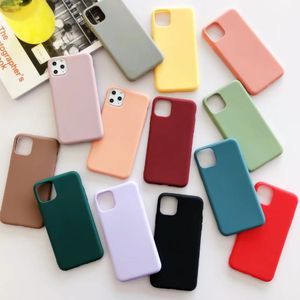 De Silicone -telefoonhoesjes zijn iPhone 11 12 13 Pro Max X XS XR XSMax 7 8 Plus Simple Color Soft Case