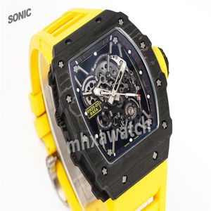 L'usine Soinc produit la montre pour homme RM35-01 RMUL3 avec mouvement de chaîne manuel vide NTPT boîtier en fibre de carbone bracelet en caoutchouc boucle déployante