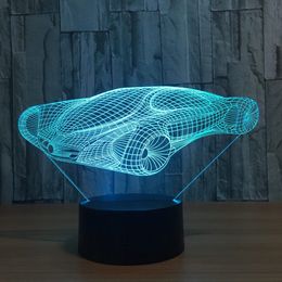 The Sports Car Shape 3D Illusion Night Light 7 kleuren wisselen LED Desk Lamp # R21