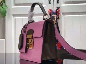 Le sac à main Spring Street Pale Pink métallisé sacs à bandoulière en cuir véritable cross body chic dame filles sac à main portefeuille avec fermeture à glissière de la boîte