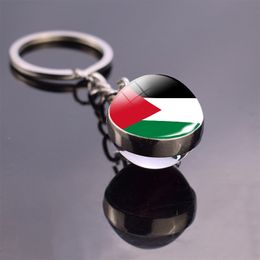 L'État de Palestine Drapeau Porte-clés Souvenir Verre Dôme Drapeau Palestinien Porte-clés Bibelot Bijoux