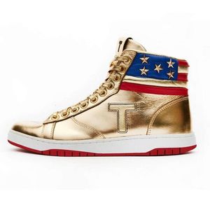 De T TRUMP Never Surrender Hoge tops Casual basketbalschoenen Sneaker Mode Dames Rubberen zool Sneakers Topontwerper TS Gold Custom Man Trainers Runners Shoe