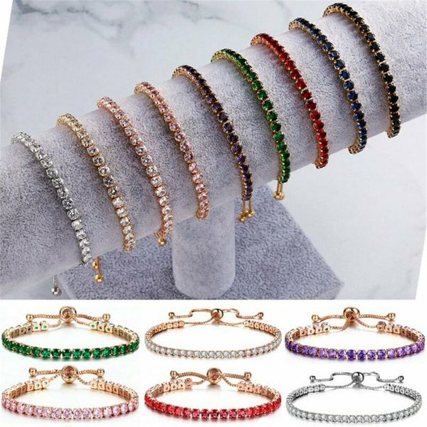 Le bracelet de tennis Accessoires de mode Bracelet en cristal Cadeau d'anniversaire Bracelets de pierres précieuses en diamant réglables