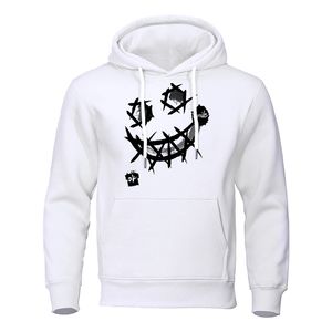 L'expression terrifiante du style graffiti Sweats à capuche pour hommes Street Hip Hop Sweat à capuche en polaire avec poche Pull à col rond Vêtu 240102