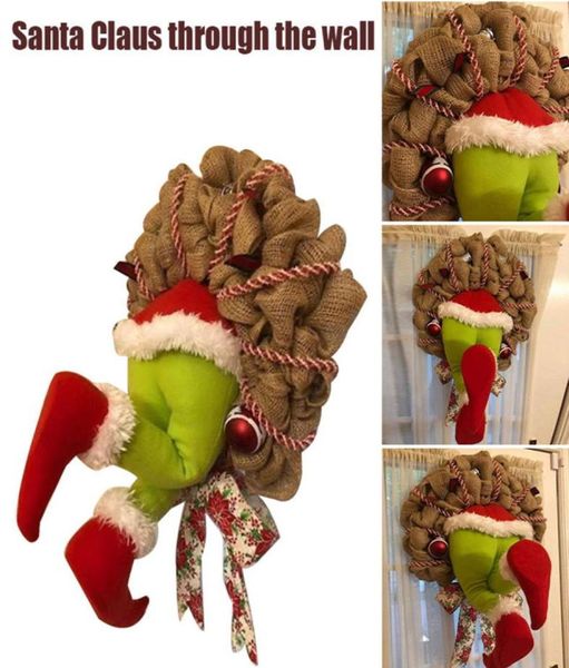 The Thief Christmas Garland Decorations Grinch Vol de Noël Burlap Wreath Garland Dony Funny Gift for Kid Friends Home Decor4626168