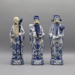 De drie goden van fortuin, welvaart en een lang leven, keramische beeldjes, tafelaccessoire