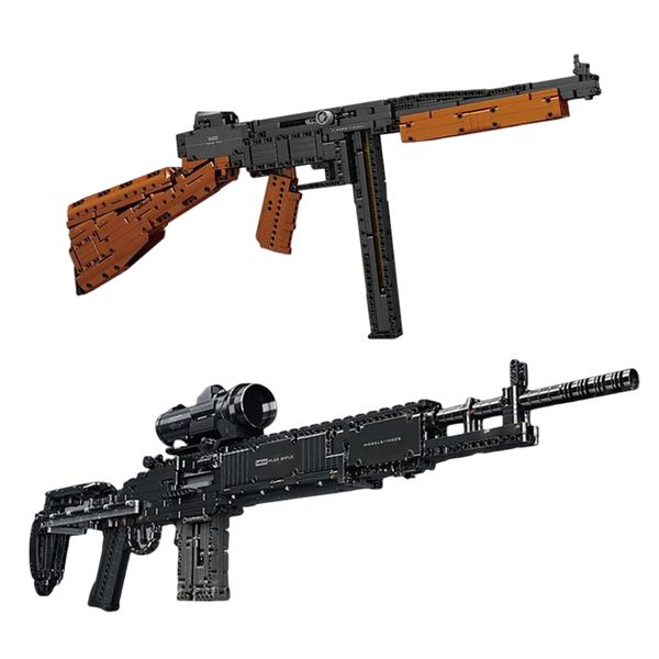 The Tompson Submachinegun MK14 Battle Rifle Building Blocks Serie militar Armas Modelo Disparos con pistolas de balas Ensamblar ladrillos Regalos de Navidad para niños Juguetes