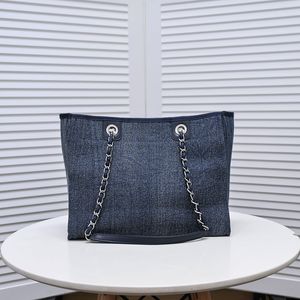 Bolso de mano Bolso de hombro Bolso de compras grande Deauville Bolso mixto de playa Bolso de viaje de fin de semana Bolsos de diseñador Bolsos de mezclilla azul marino S