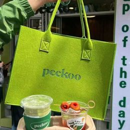 The Tote Green Felt Bags Sac fourre-tout polyvalent à une épaule Nouveau sac à main Sac à café
