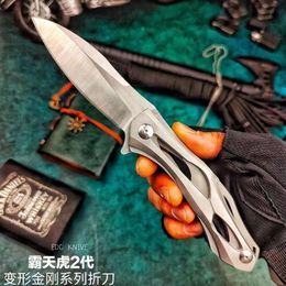 Le couteau transformateur 420 manche en acier D2 couteaux de chasse équipement tactique extérieur Fiber Decepticon EDC outils