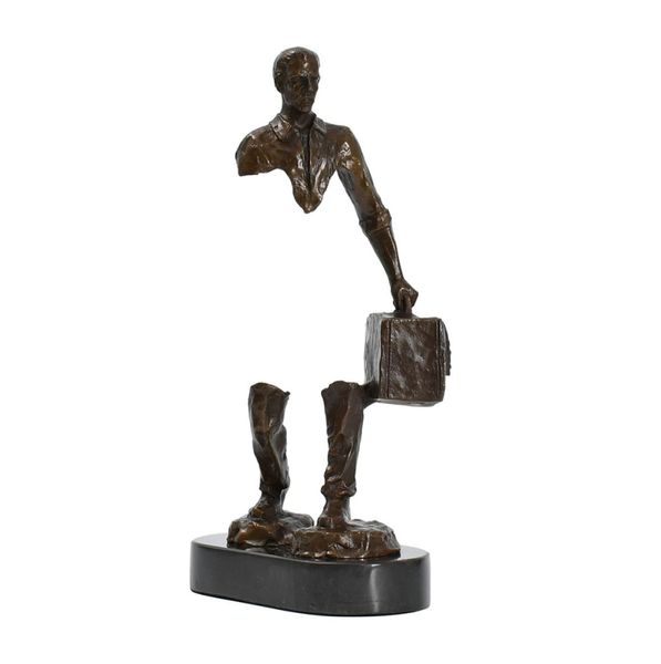 Le voyageur Bronze Statue Sculpture abstraite célèbre voyage moderne homme mâle en laiton Figurine à collectionner Vintage Art décor à la maison 2109766512