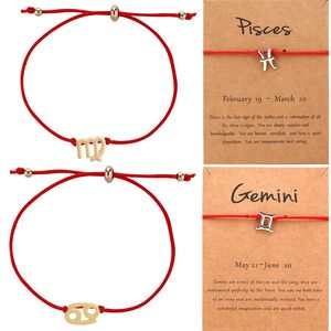 Les douze signes du bracelet zodiaque Bracelet zodiaque de corde rouge chanceux réglable