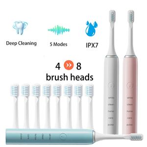 La brosse à dents électrique sonique ultrasonique brosses à dents rechargeables brosse à minuterie adulte lavable dents de blanchiment électronique 240104