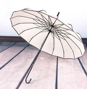 Le parapluie bordant pagode 16k de longue poignée de longue poignée de façon droite de mariée de mariée de mariée de parasol de parasol et de soleil Dualpurpose L2209223389678