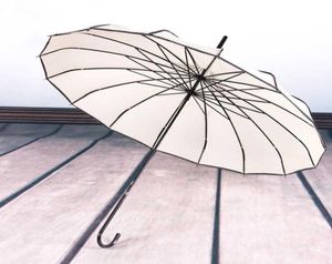 Le parapluie bordant pagode 16k de longue poignée de longue poignée de façon droite de mariée de mariée de mariée de parasol de parasol et de soleil Dualpurpose L2209221963767