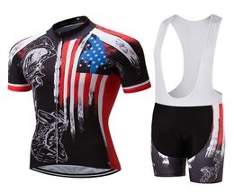 USA SUMME SETT DRIC CYCLING JERSEY PRO Équipe de vélos à manches courtes à manches courtes Portez des vêtements de cyclisme respirant et Bib Short556414