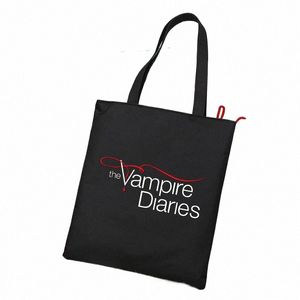 The Vampire Diaries Hommes Femmes Boutique Sac à main pliable en tissu réutilisable Shopper Harajuku Style Sac Étudiant Toile Sac fourre-tout d8HI #