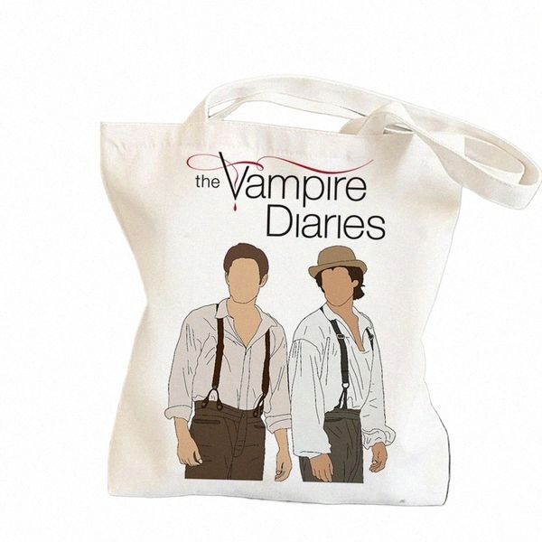 Le sac de magasin Vampire Diaries épicerie shopper sac de jute sac de recyclage cott shopper bolsa compra tissé sac tissu A6Sg #