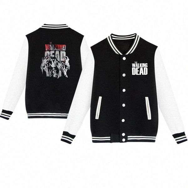 The Walking Dead Baseball Jacket Taille 4XL Hommes / Femmes Manteaux d'extérieur Veste de printemps Style College Lg Vêtements Fi Streetwear d46n #