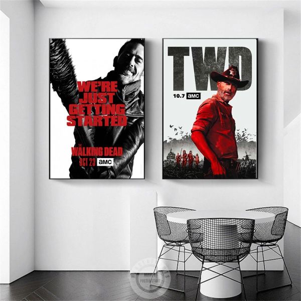 The Walking Dead Coster Classic TV Series Vintage Prints Horror Comic Twd Wall Art Picture Canvas Sala de pintura Decoración del hogar