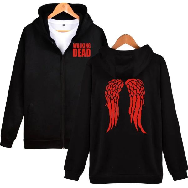 The Walking Dead Zombie Daryl Dixon Wings Zip Up Femmes/Hommes Sweat À Capuche Streetwear Hip Hop Zipper Veste À Capuche Vêtements D'extérieur