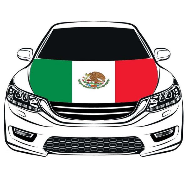 La couverture de capot de voiture de drapeau du Mexique de football de coupe du monde 3 3X5FT 100% polyester drapeau de moteur tissus élastiques peut être lavé227t