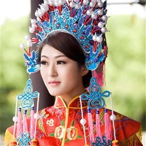 Théâtre Peking Opera Coiffe mariage drame mascotte Costume mariée couronne reine carnaval femmes dame performance scène halloween carn235O