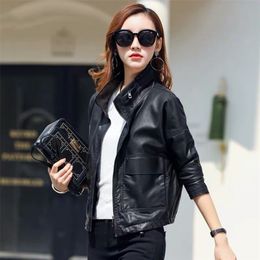 Thema 21 PU lederen jas vrouwen mode zwarte motorfiets jas korte faux lederen plus size casual biker jas bovenkleding 210916