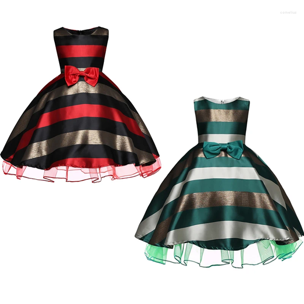 Traje temático 2 colores Vestido a rayas para niñas Vestidos de fiesta de boda formal Niños Princesa Navidad Ropa para niños