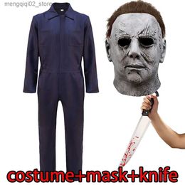 Thème Costume 2018 Halloween Michael Myers Venez Masque Couteau Cosplay Combinaison HorrorBloody Killer Démon Latex Casque Carnaval Party Props Q231010