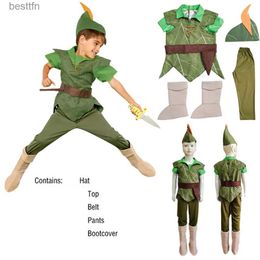 Costume à thème 2022 Garçons de Noël Peter Pan Enfants Anime Cosplay Come Carnival Party COS T-shirt Pantalon Costume Erhero Halloween ComesL231013