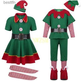 Costume à thème 2022 Green Elf Girls Christmas Come Festival Santa Clause pour les filles Nouvel An Vêtements pour enfants Déguisements Robe de fête de Noël L231013