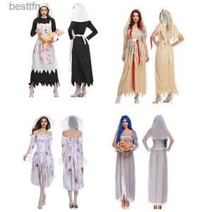 Costume à thème 2023 Nouveau diable vient cadavre fantôme mariée vêtements cosplay Halloween femmes effrayant vampire sorcière costumes robe pour Fe MasqueradL231007