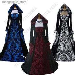 Costume à thème 2023 Renaissance Court Femmes Come Medieval Maiden Fantaisie Halloween Cosplay Flare Manches Robe Victorienne Vampire Wizard Come Q231010