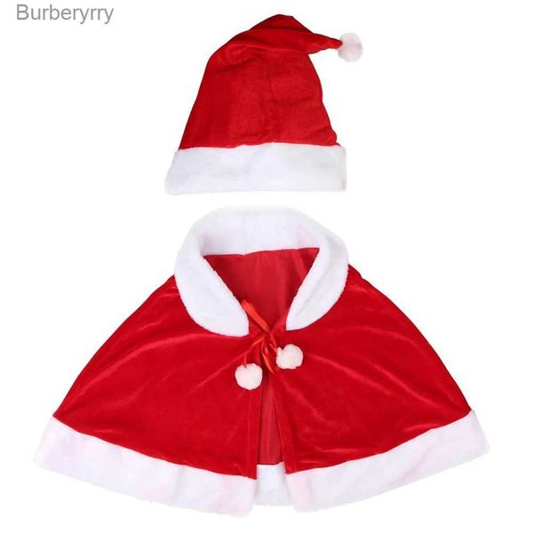 Costume à thème 2023 Hiver Cape de velours rouge Cape de Noël Femmes Fille Shl Party Comes Dress Décoration Santa Claus Come FashionL231010