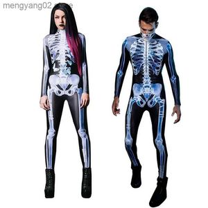 Thème Costume 3D Squelette Vient Halloween Squelette Tenue Cosplay Venez Pour Hommes Femmes Halloween Party Fournitures Polyester Body T231011
