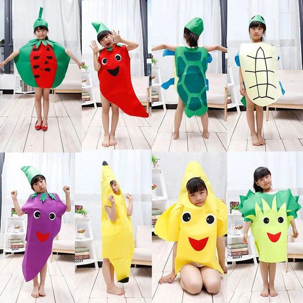 Thème Costume Adulte Enfants Enfants Halloween Fête Journée des Enfants Dessin Animé Fruits Légumes Cosplay Vêtements Citrouille Bananier Pourim