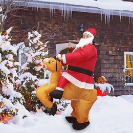 Thema Kostuum Volwassen Kerst Grappige Cartoon tafel Kom Rendier Rekwisieten Rijden Herten Kerstman ted Kleding Party SuitL231010