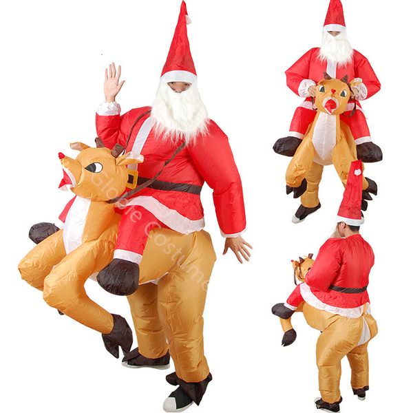 Traje temático Fiesta de Navidad para adultos Gingerbread Elk Deer Santa Claus Inflable Cosplay Traje Traje Trajes Disfraz Inflable De Papa Noel 230322