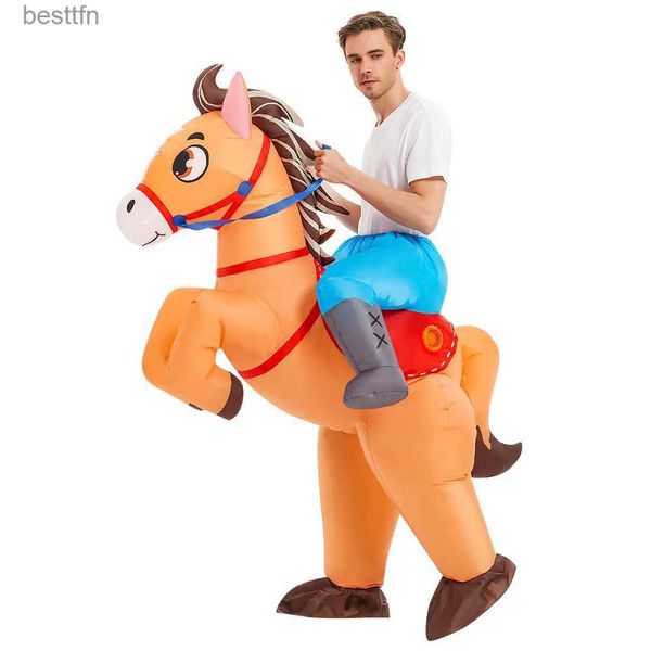 Traje de tema Adulto Pato Vaquero Mesa de caballo Viene Anime Mascota Fancy Juego de rol Navidad Fiesta de Halloween Cosplay Venir Trajes de vestir L231013