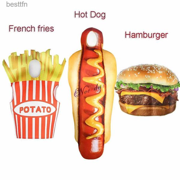 Thème Costume Adulte Drôle Impression 3D Hamburger Frites Saucisse Hot Dog Venez Cosplay Halloween Hommes Femmes Famille One Piece Food ComeL231007